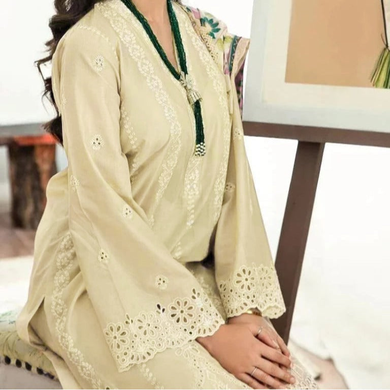 Grace S1224-Embroidered 3pc CHIKANKARI Lawn Dress With Printed Lawn Dupatta.
