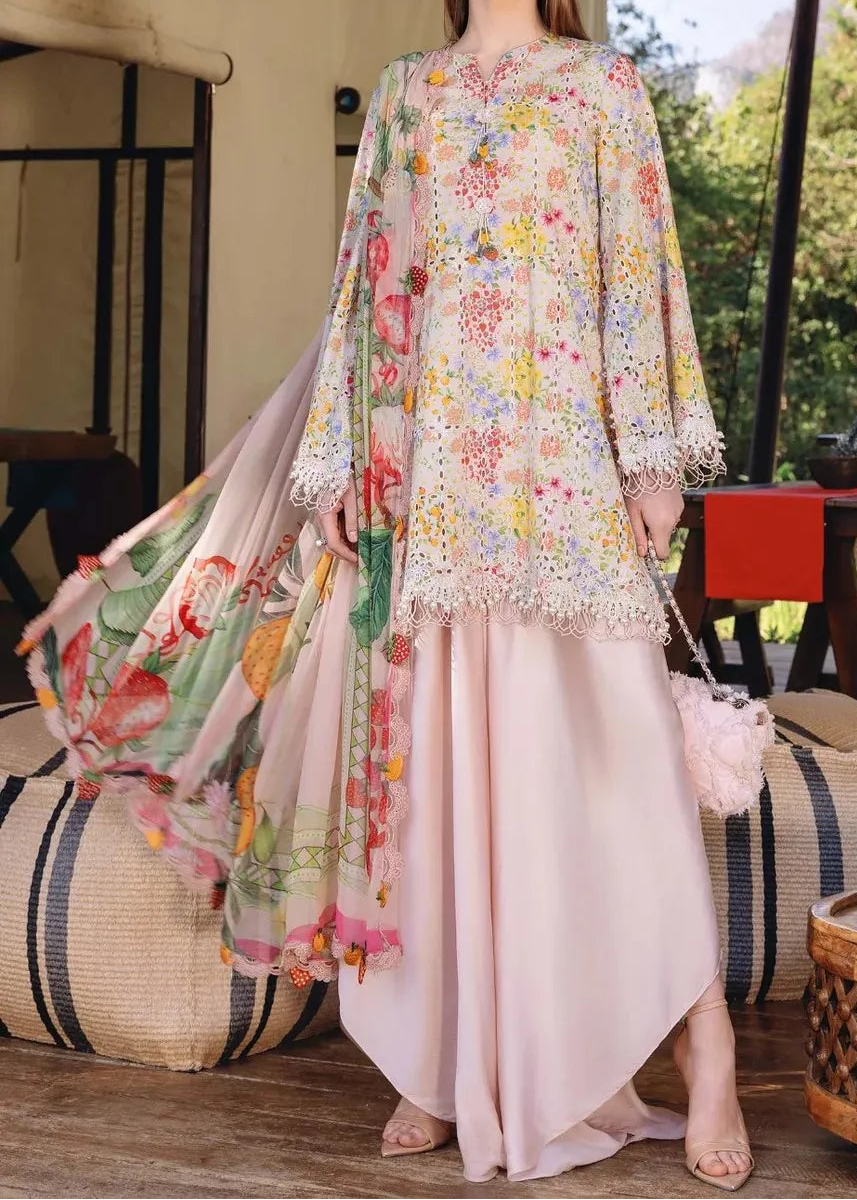 Grace S1363 - Printed &amp; Embroidered 3pc Chickankari Lawn Dress With Embroidered Sequence Chiffon Dupatta.