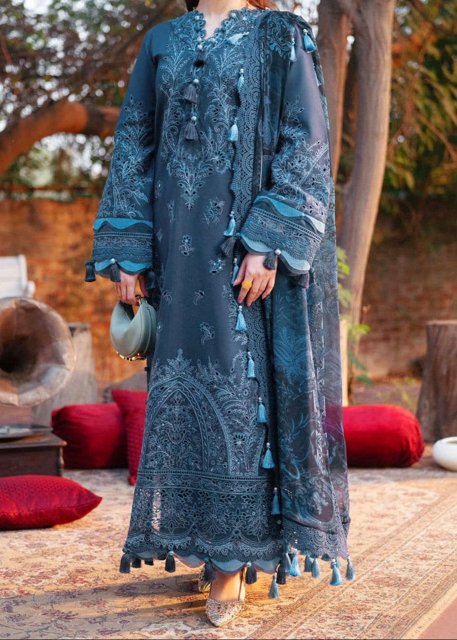 Grace S1399 - Embroidered 3pc CHIKANKRI Lawn Dress With Printed Lawn Dupatta.