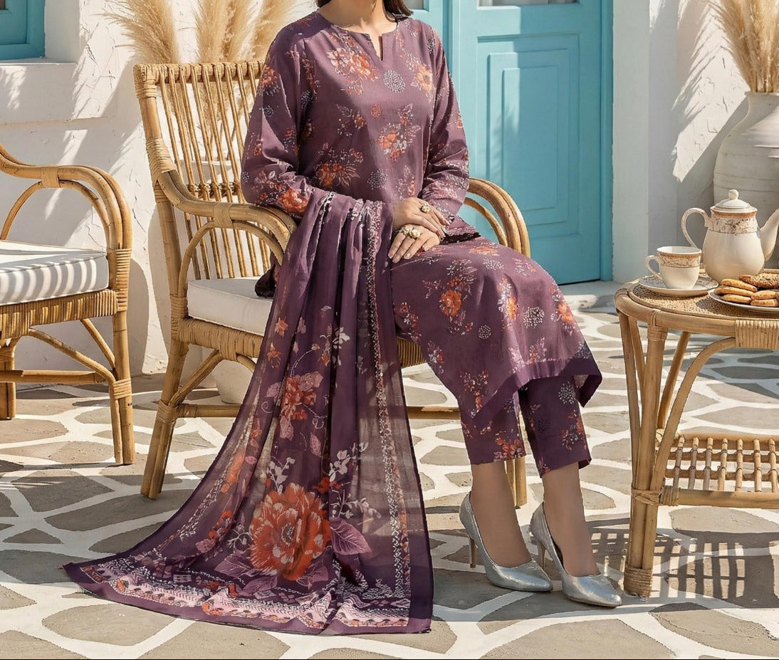 Grace S1417- Digital Printed 3pc Lawn Dress With Printed Lawn Dupatta.