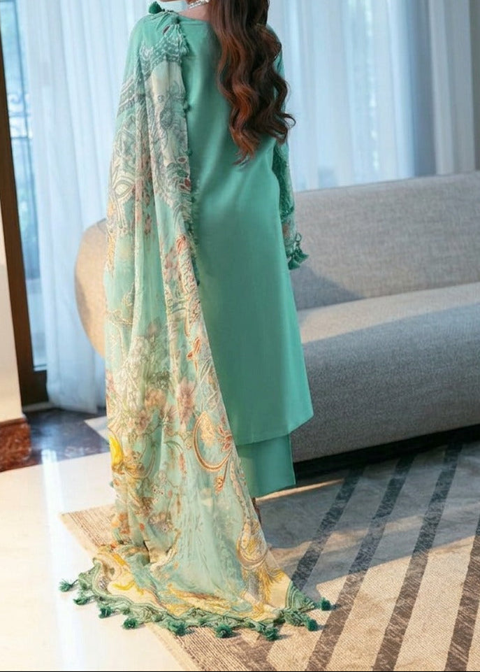 Grace S1411 - Embroidered 3pc CHIKANKARI Lawn Dress With Printed Lawn Dupatta.
