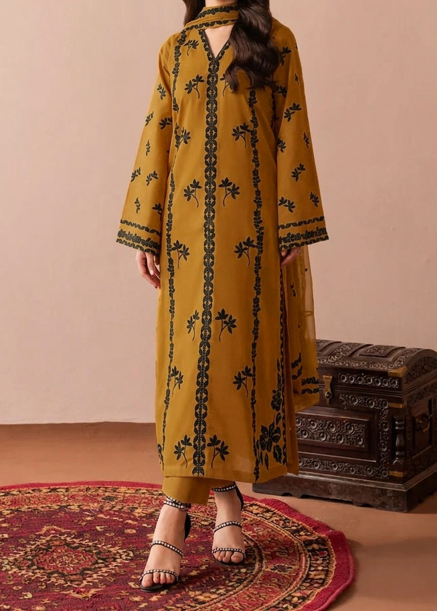 Grace S1461-Embroidered 3pc Lawn Dress With Embroidered Chiffon Dupatta.