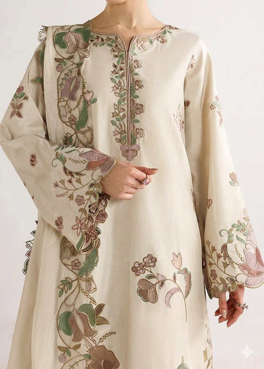 Grace S1400 - Embroidered 3pc Lawn Dress With Tie & Dye Chiffon Dupatta.