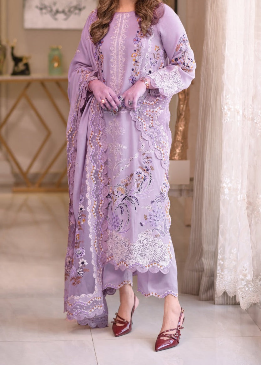 Grace S1482 - Embroidered 3pc CHIKANKARI Lawn Dress With Embroidered Cotton Net Dupatta.