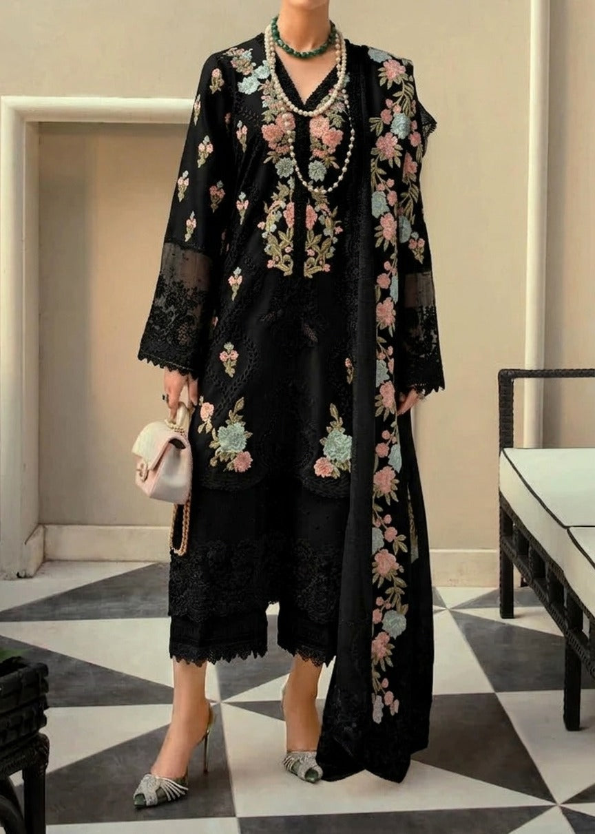 Grace S1490-Embroidered 3pc Lawn Dress With Embroidered Organza Dupatta.