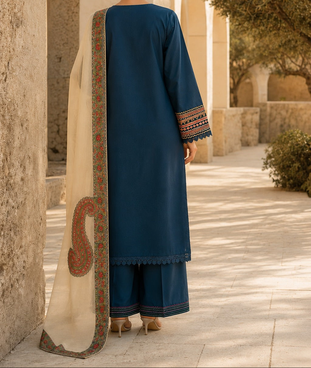 Grace S1497 - Embroidered 3pc Lawn Dress With Embroidered Chiffon Dupatta.