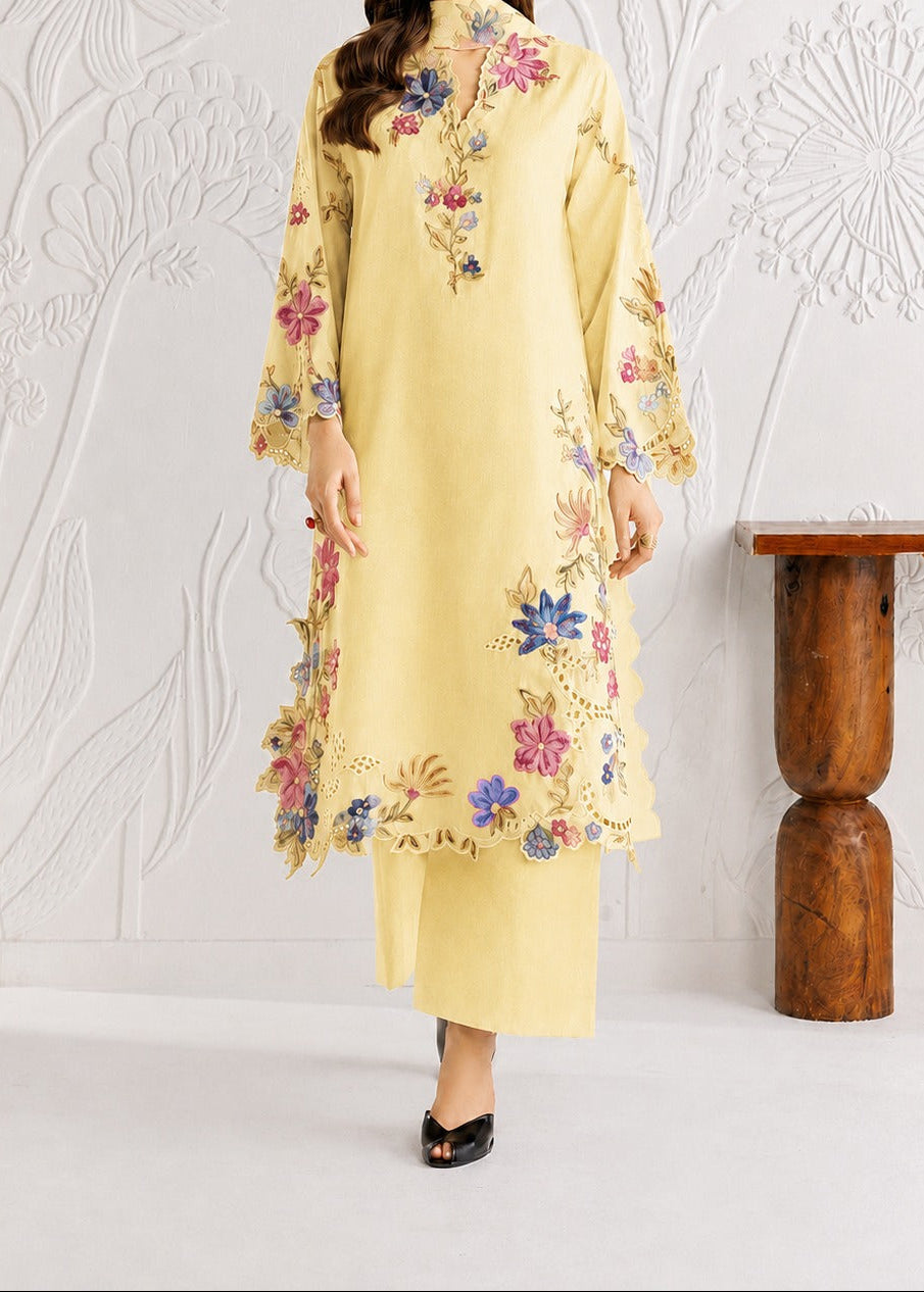 Grace S1500 - Embroidered 3pc CHIKANKARI Lawn Dress With Printed Lawn Dupatta.