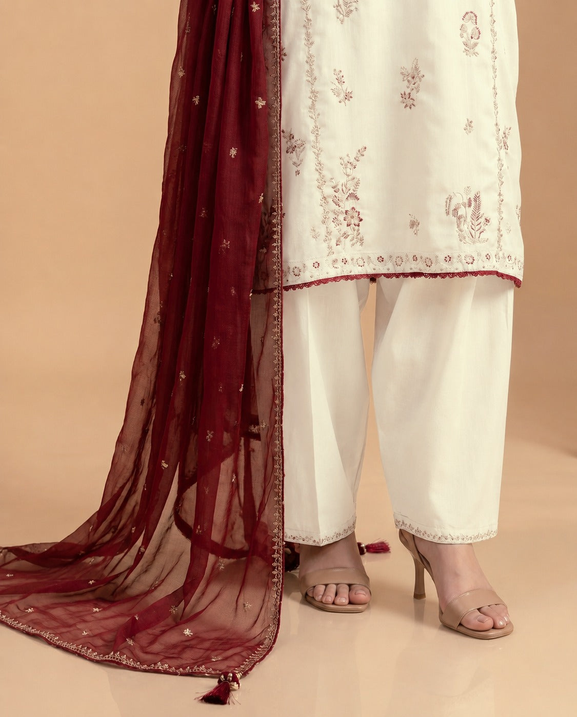 Grace W1035-Embroidered 3pc Marina Dress With Embroidered Chiffon Dupatta