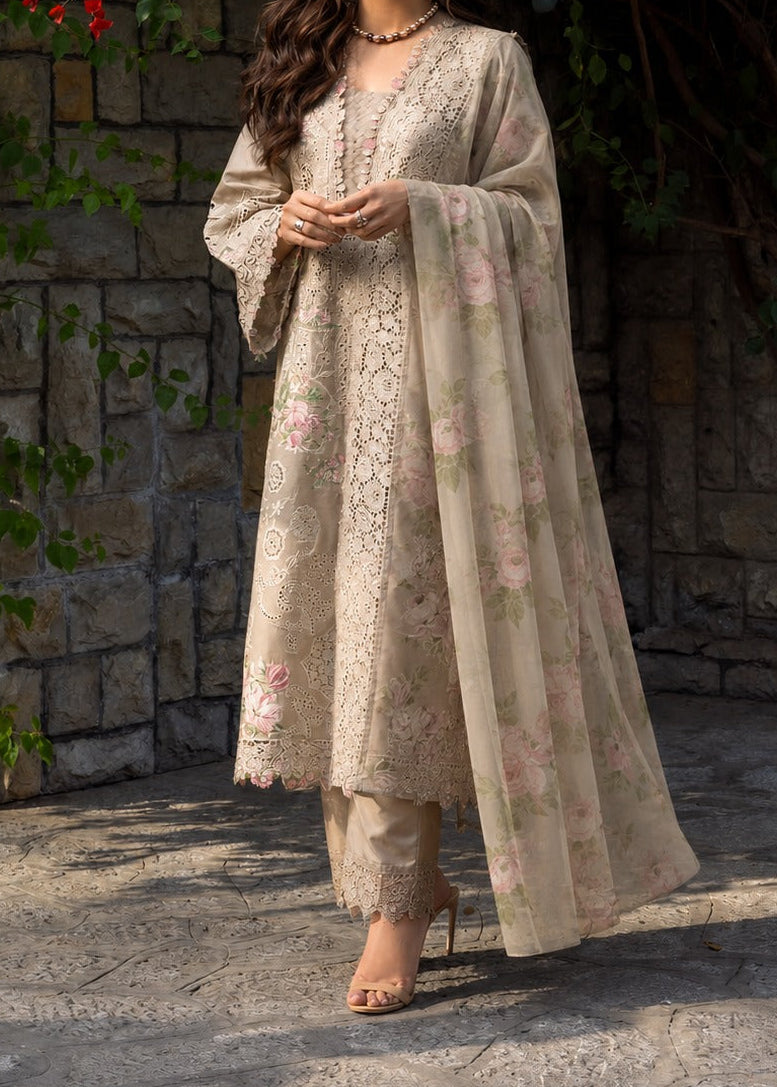 Grace S1509 - Embroidered 3pc CHIKANKARI Lawn Dress With Printed Chiffon Dupatta.