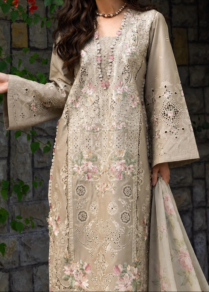 Grace S1509 - Embroidered 3pc CHIKANKARI Lawn Dress With Printed Chiffon Dupatta.