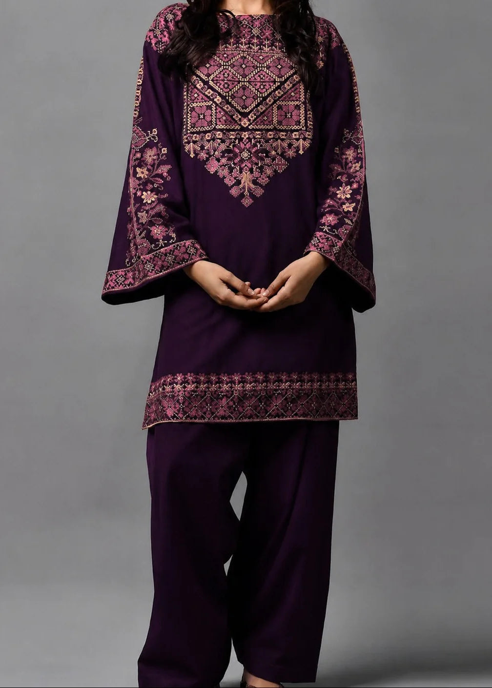 Grace Z-(S1534) - Stitched Embroidered 2PC Lawn dress.