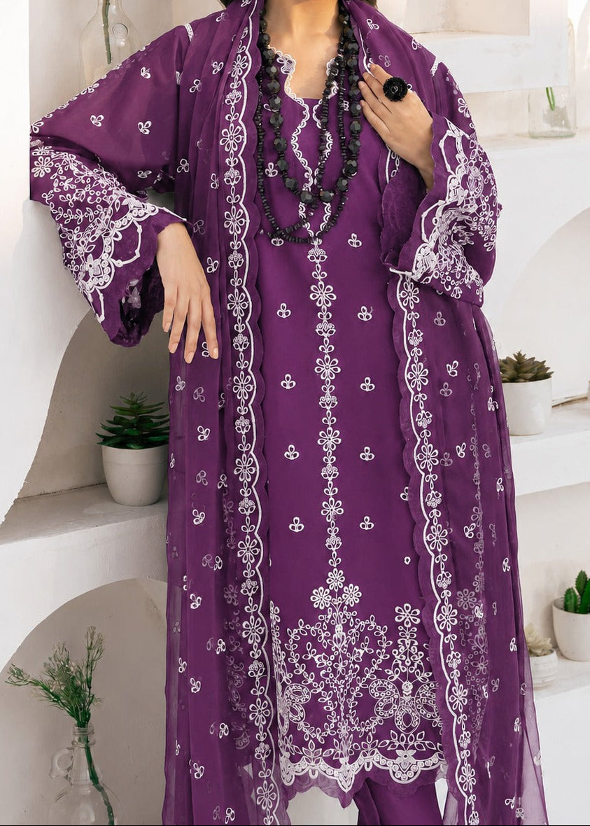 Grace S1537 - Embroidered 3pc Lawn Dress With Embroidered Chiffon Dupatta.