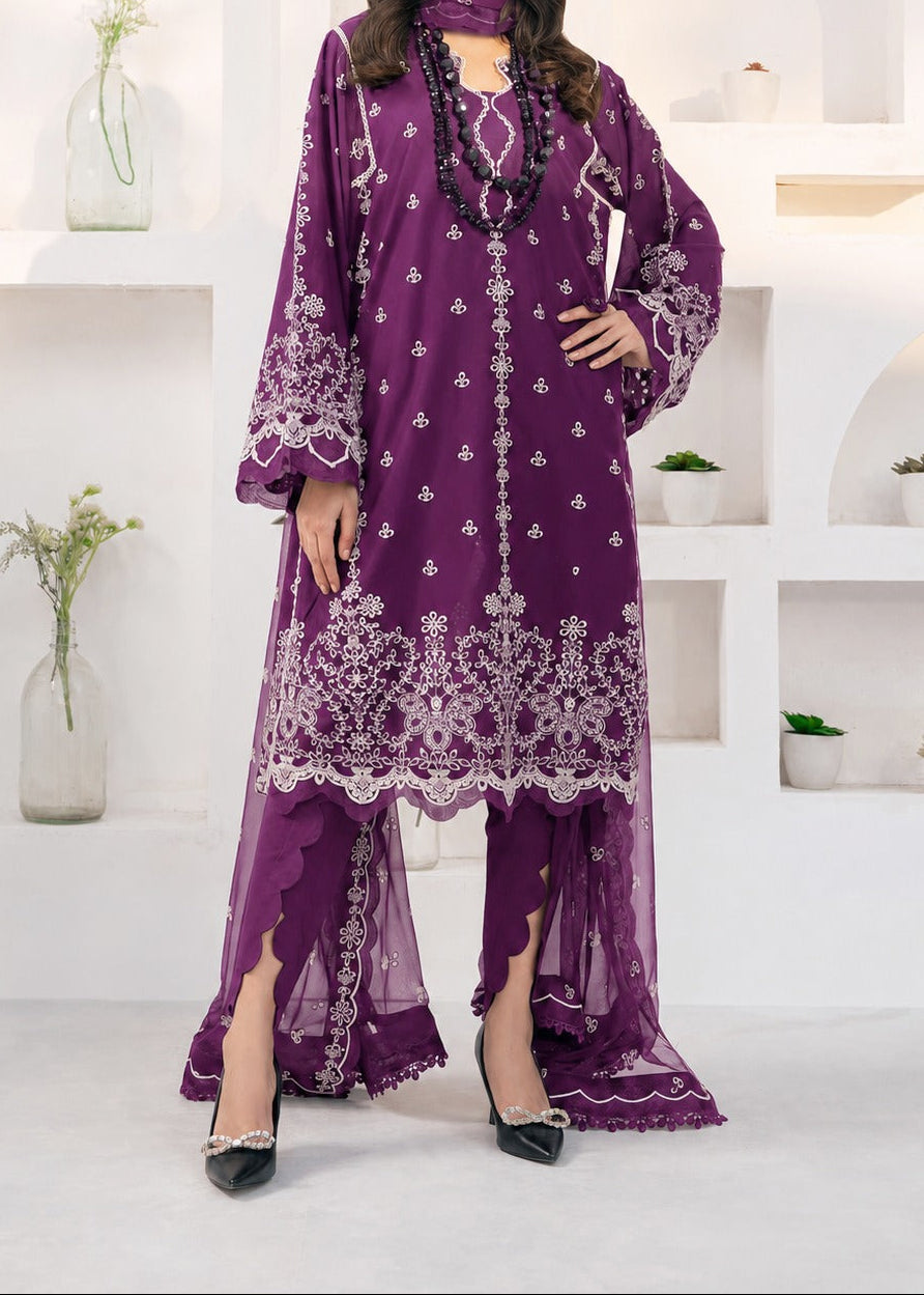 Grace S1537 - Embroidered 3pc Lawn Dress With Embroidered Chiffon Dupatta.