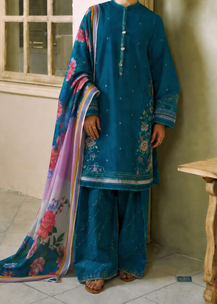 Grace S1556 - Embroidered 3pc Lawn Dress With Printed Chiffon Dupatta.