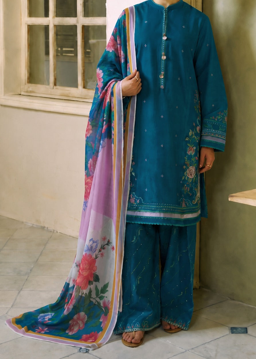 Grace S1556 - Embroidered 3pc Lawn Dress With Printed Chiffon Dupatta.