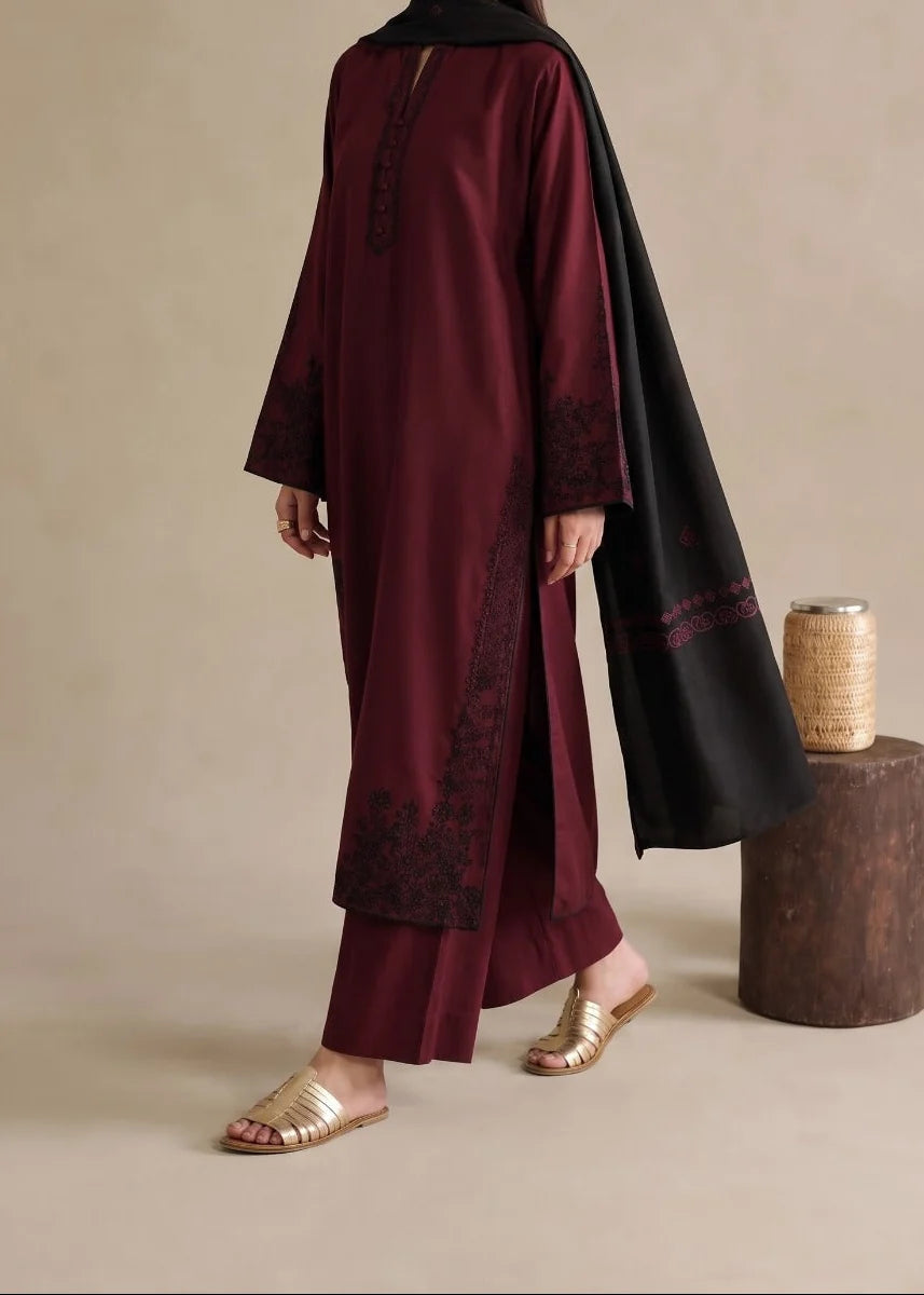 Grace W1052 - Embroidered 3pc Marina Dress With Printed Shawl.