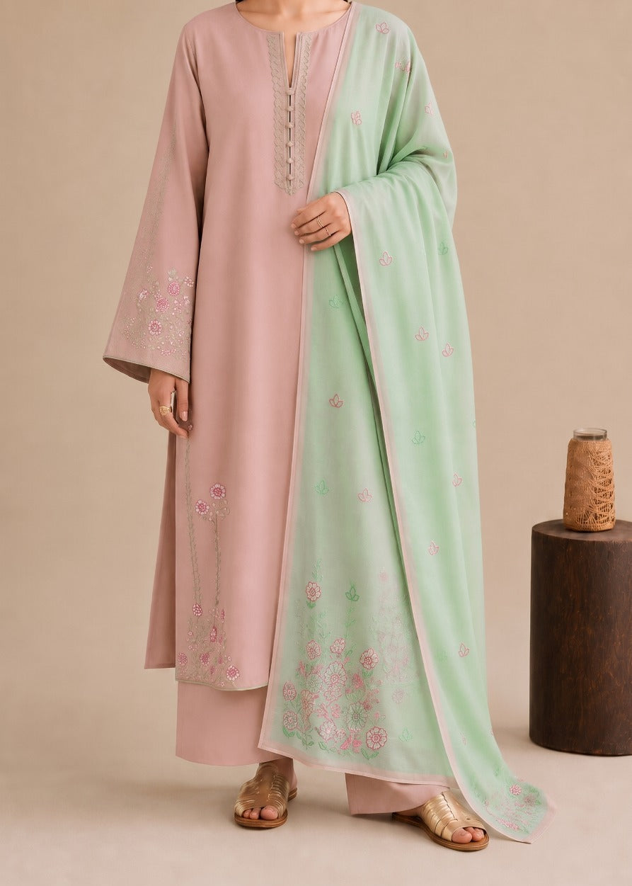 Grace S1589-Embroidered 3pc Lawn Dress With Printed voile Dupatta.