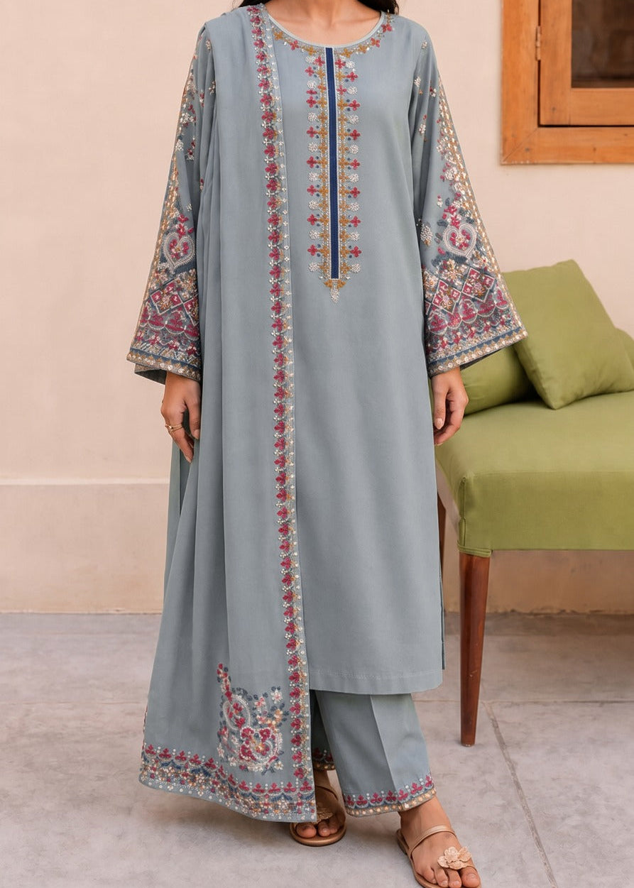Grace S1591-Embroidered 3pc Lawn Dress With Embroidered chiffon Dupatta.