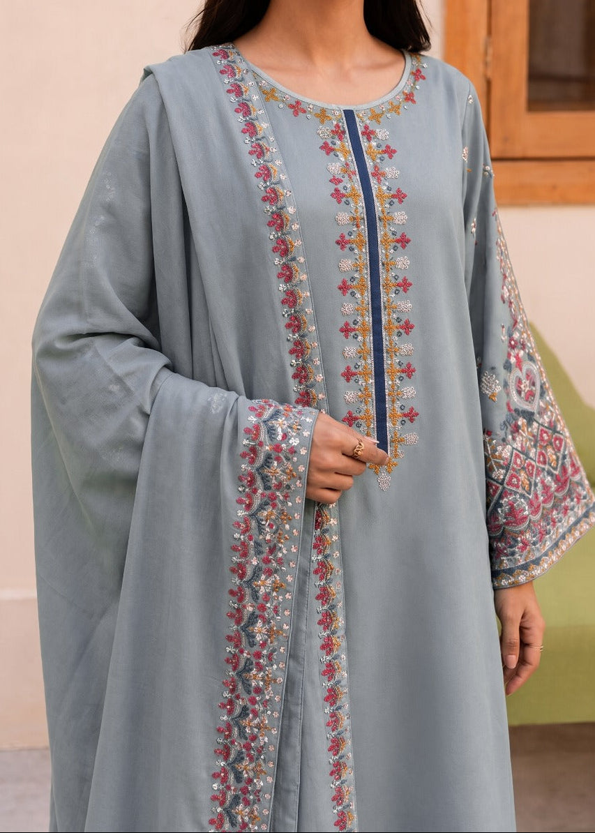 Grace S1591-Embroidered 3pc Lawn Dress With Embroidered chiffon Dupatta.