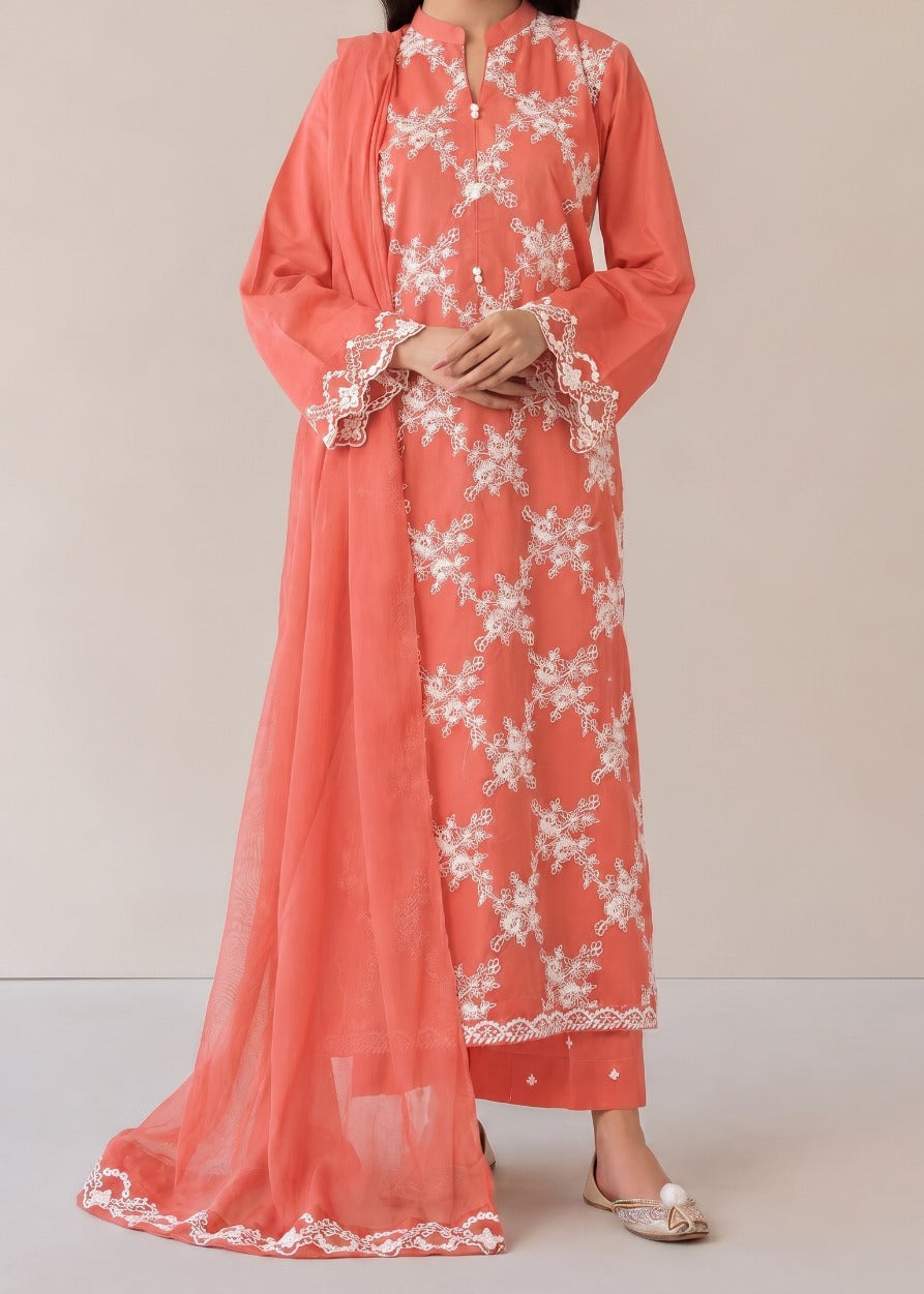 Grace S1609 - Embroidered 3pc Lawn Dress With Embroidered Chiffon Dupatta.