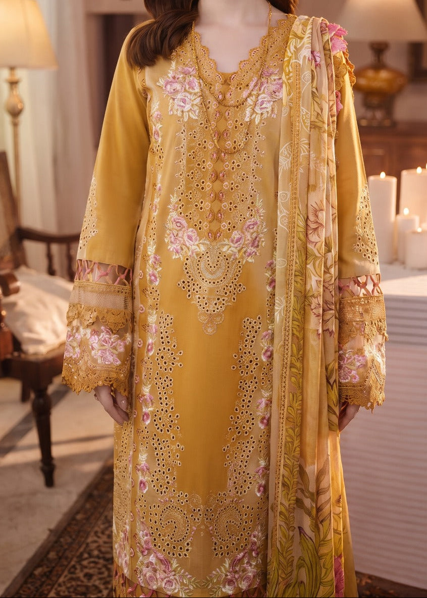Grace S1608 - Embroidered 3pc CHIKANKARI Lawn Dress With Printed Lawn Dupatta.