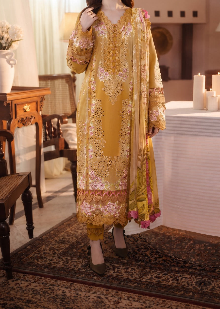 Grace S1608 - Embroidered 3pc CHIKANKARI Lawn Dress With Printed Lawn Dupatta.
