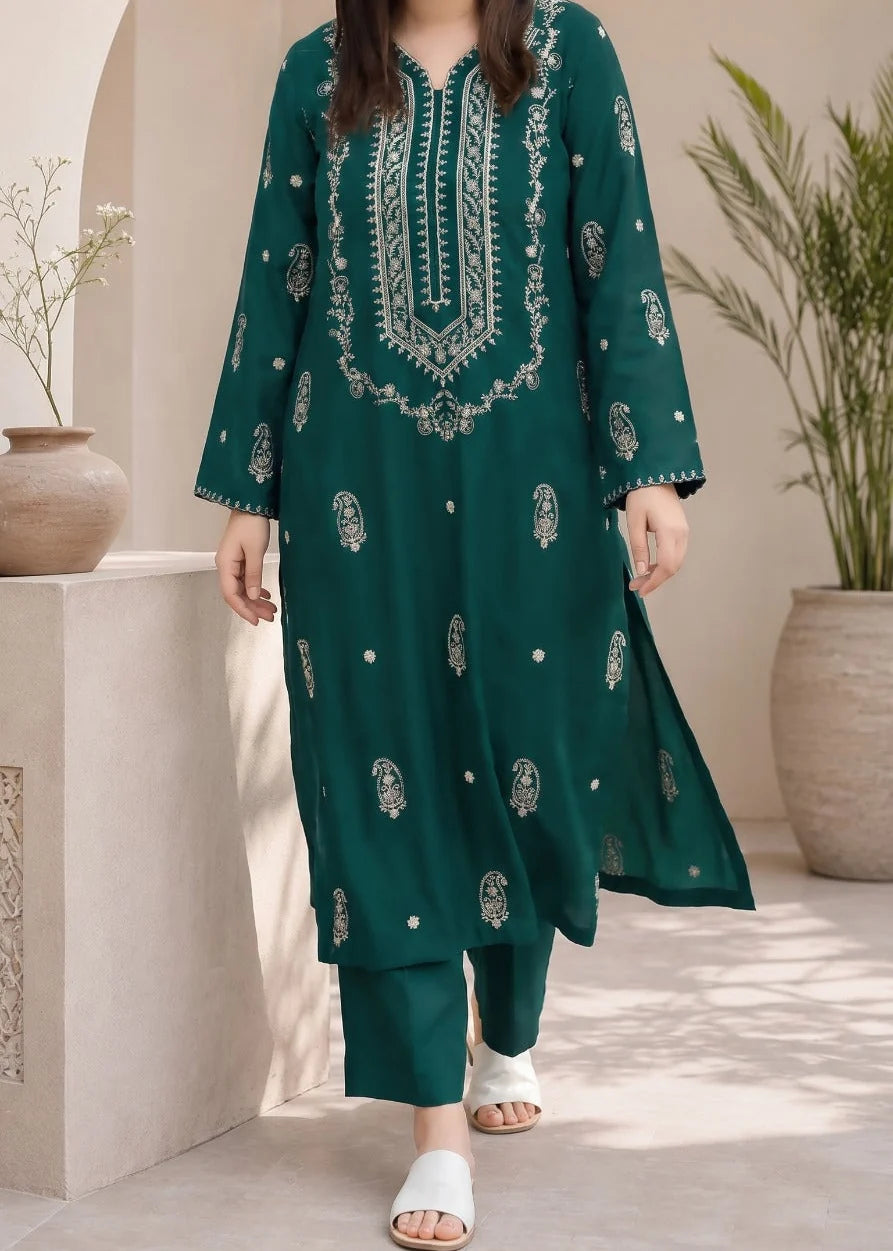 Grace Z-(W1031) - Stitched Embroidered 2pc Marina Dress.