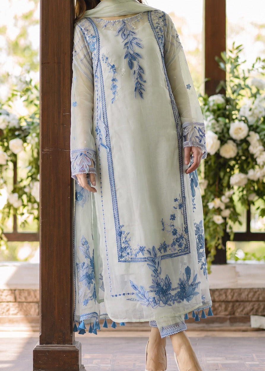 Grace S1603-Embroidered 3pc Lawn Dress With Embroidered Chiffon Dupatta .