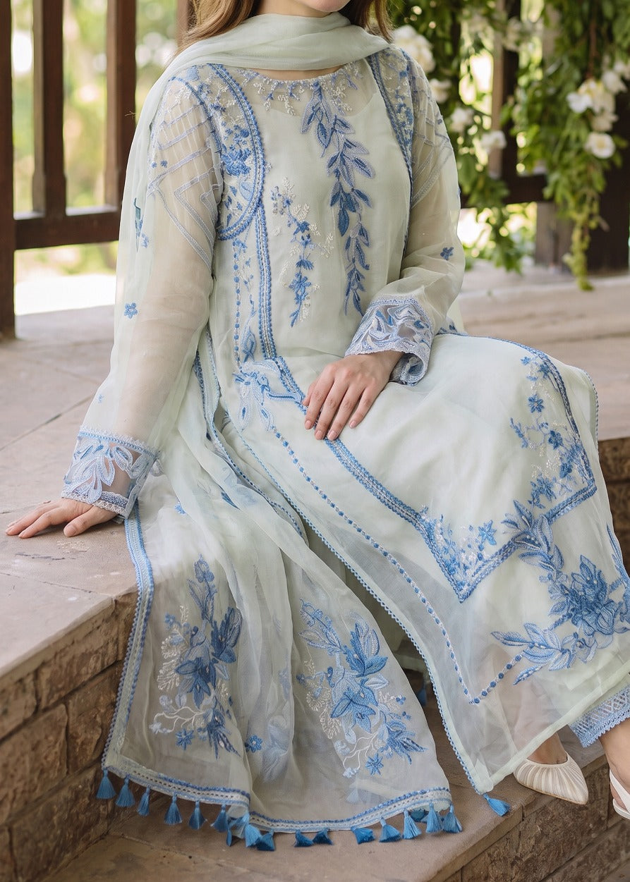 Grace S1603-Embroidered 3pc Lawn Dress With Embroidered Chiffon Dupatta .