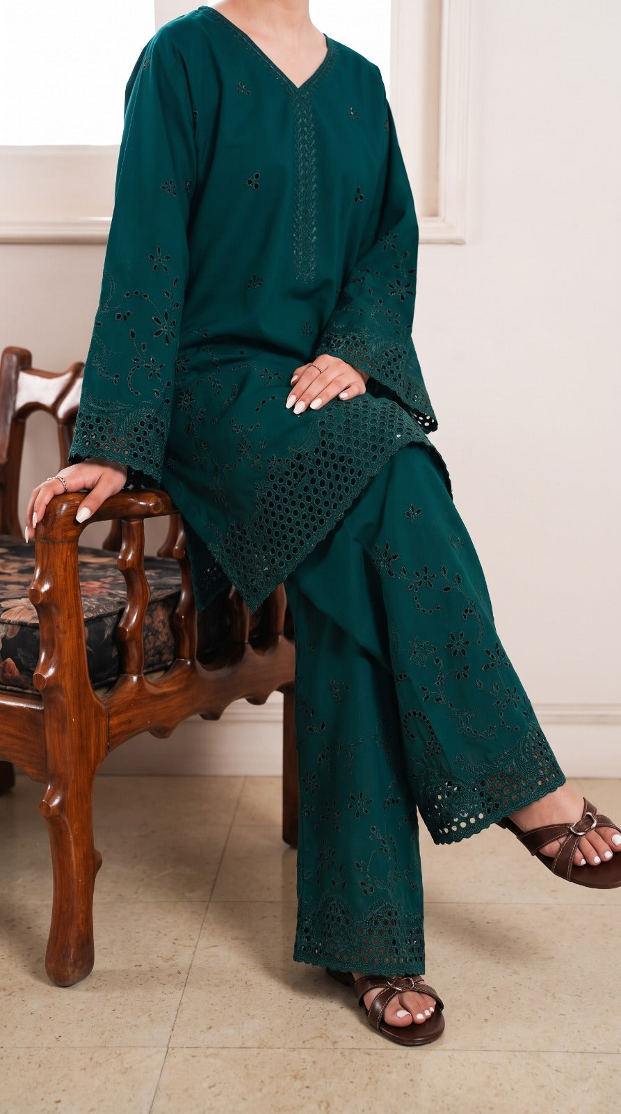 Grace W1030 - Embroidered CHIKANKARI 2pc Marina Dress.