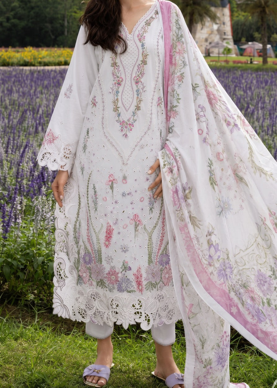 Grace S1614 - Embroidered 3pc Chikankari Lawn Dress With Printed Voile Dupatta.