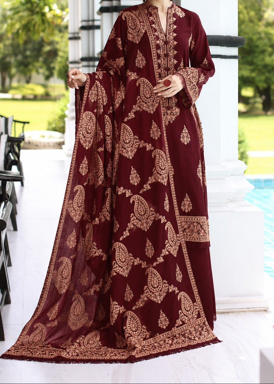 Grace W1039-Embroidered 3pc Marina Dress With Embroidered Marina Shawl.