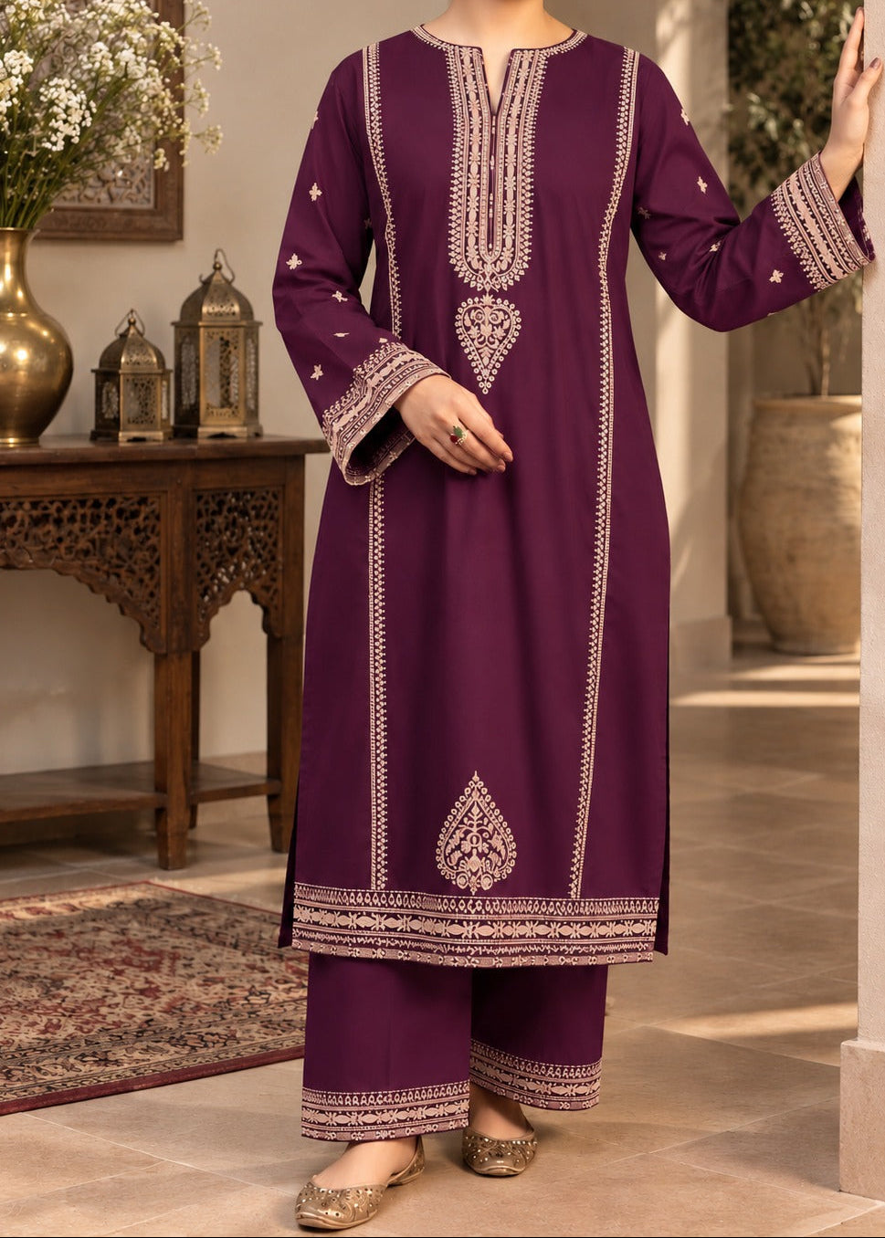 Grace S1622-Embroidered 2pc Lawn Dress.
