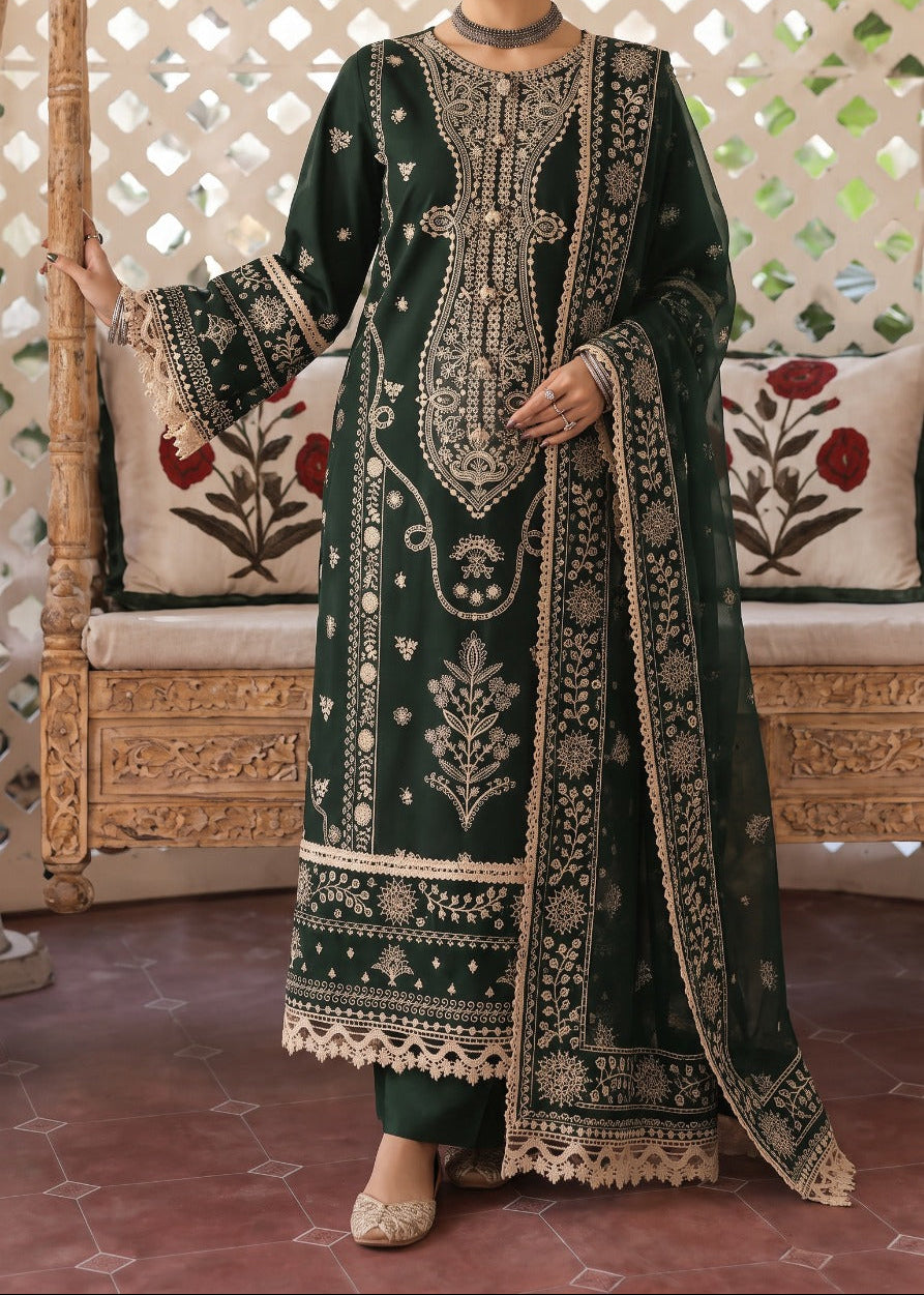 Grace W1046 - Embroidered 3pc Marina Dress With Printed Shawl.