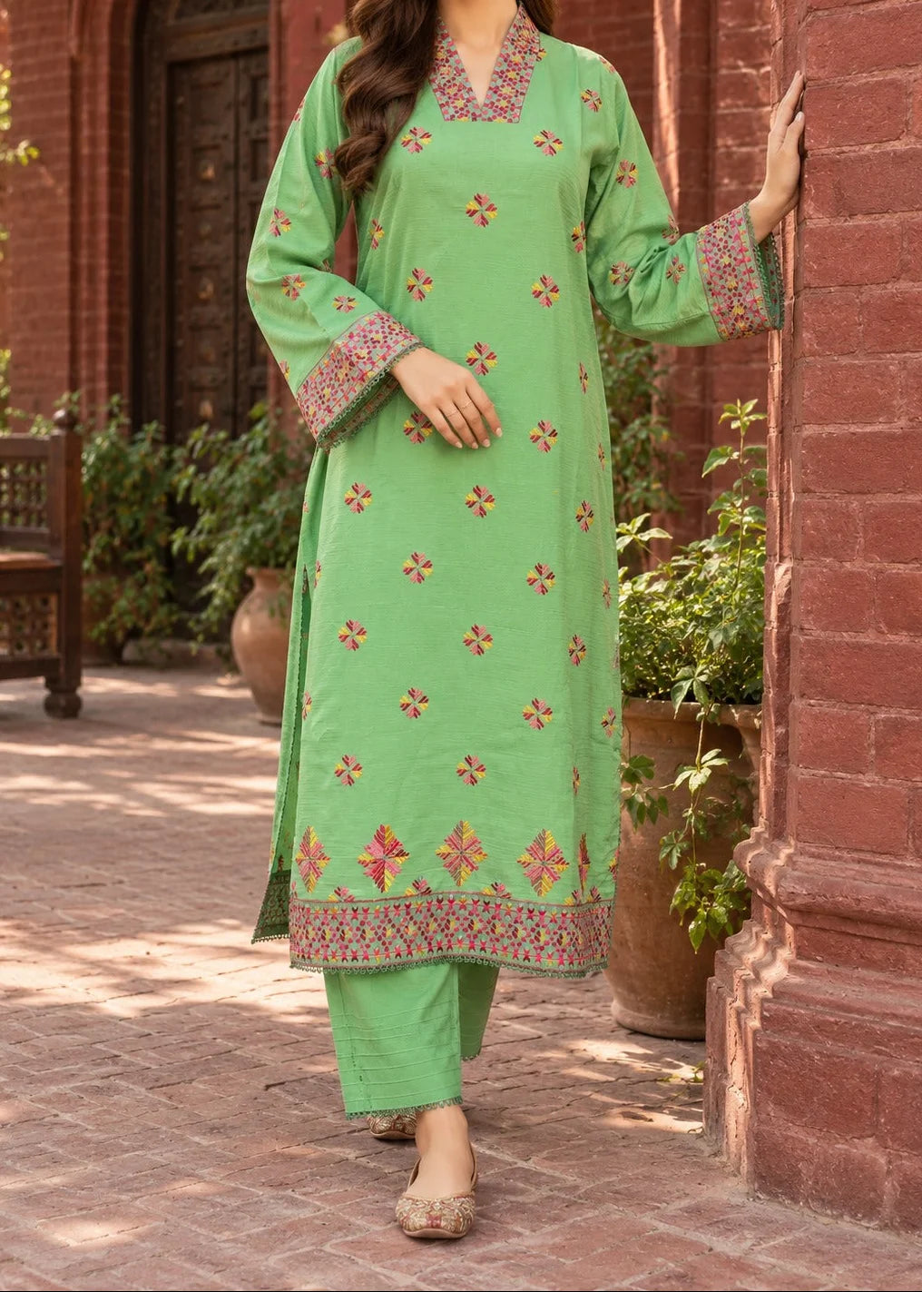 Grace Z-(S1568) - Stitched -Embroidered 2pc Lawn Dress.