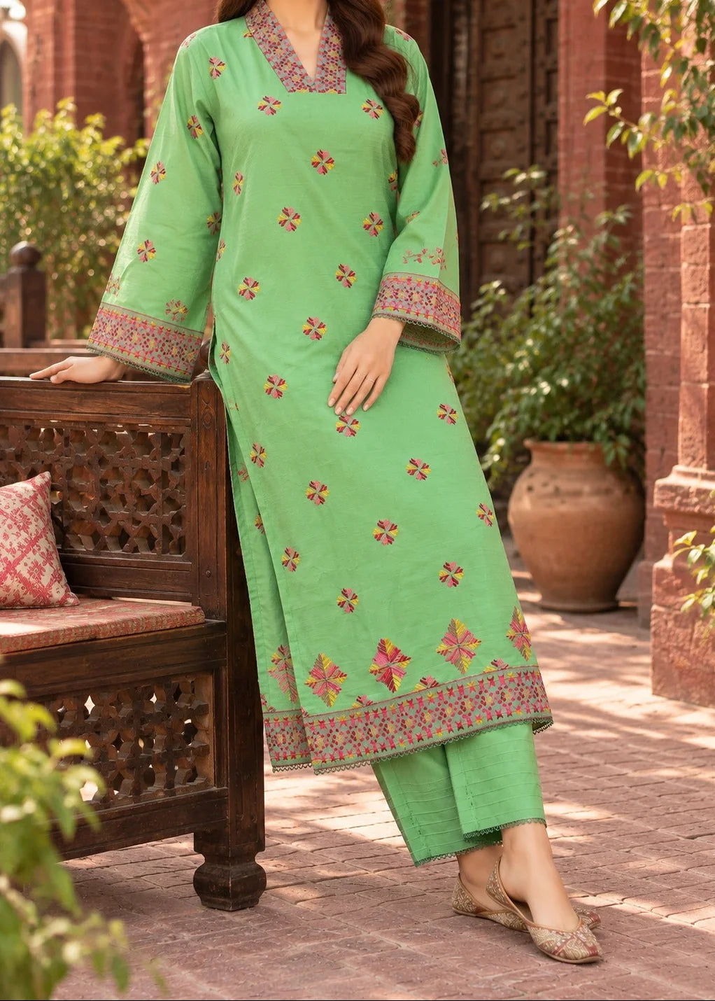 Grace Z-(S1568) - Stitched -Embroidered 2pc Lawn Dress.