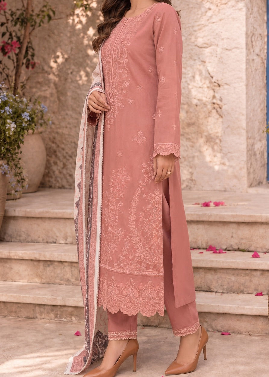 Grace W1051 - Embroidered 3pc Marina Dress With Printed Shawl.