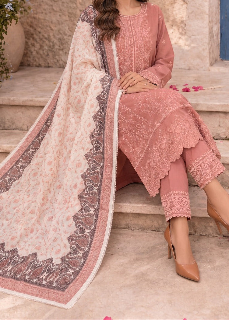 Grace W1051 - Embroidered 3pc Marina Dress With Printed Shawl.