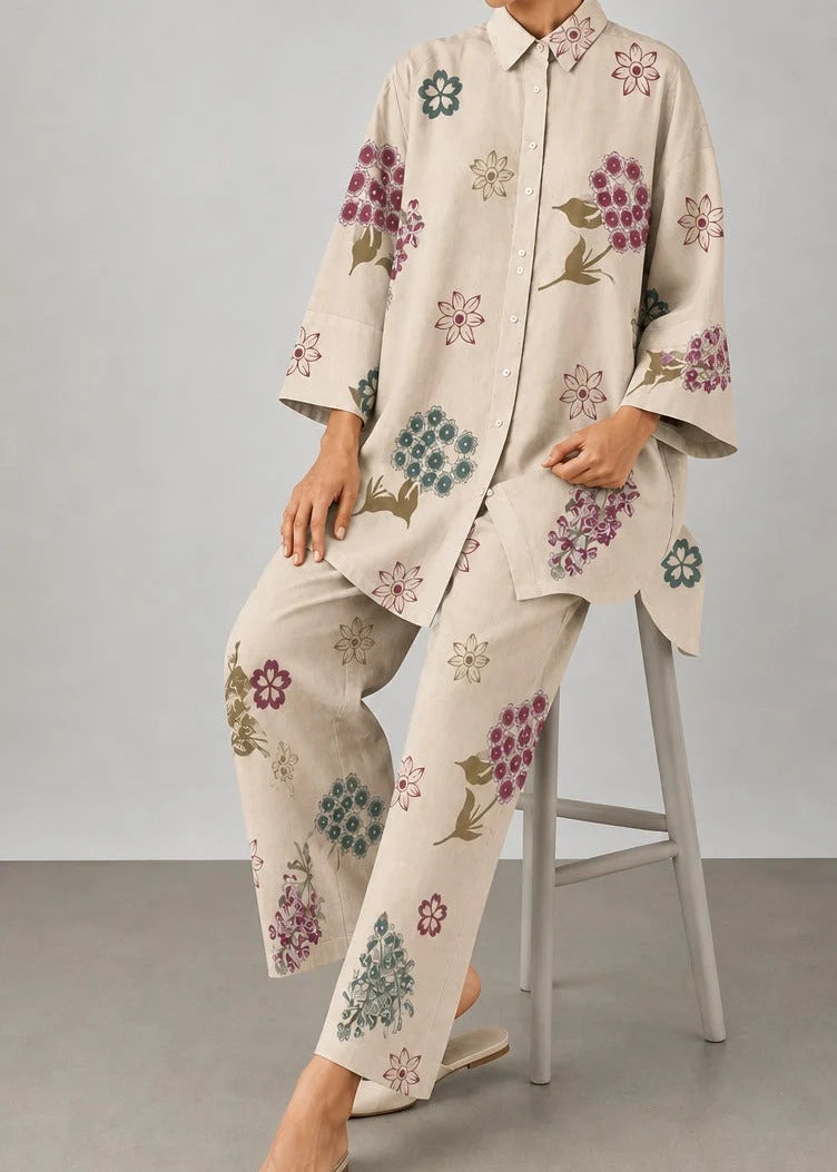 Grace Z-(W1062) - Stitched Digital Printed 2pc Silk Dress.