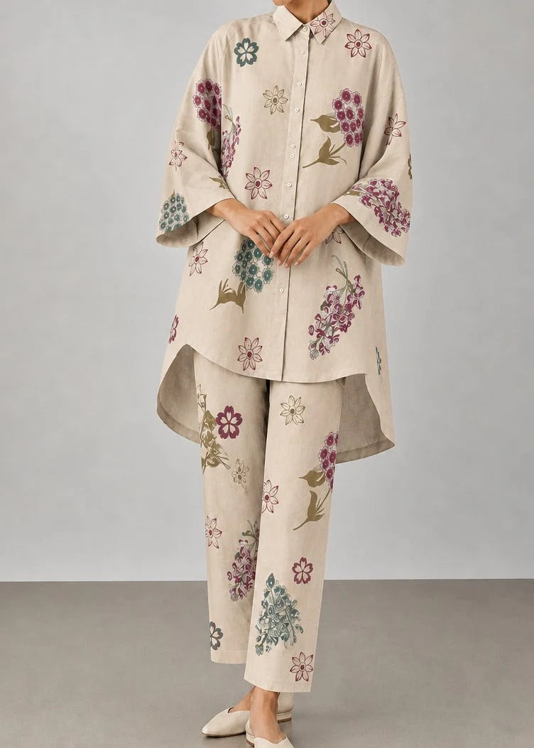 Grace Z-(W1062) - Stitched Digital Printed 2pc Silk Dress.