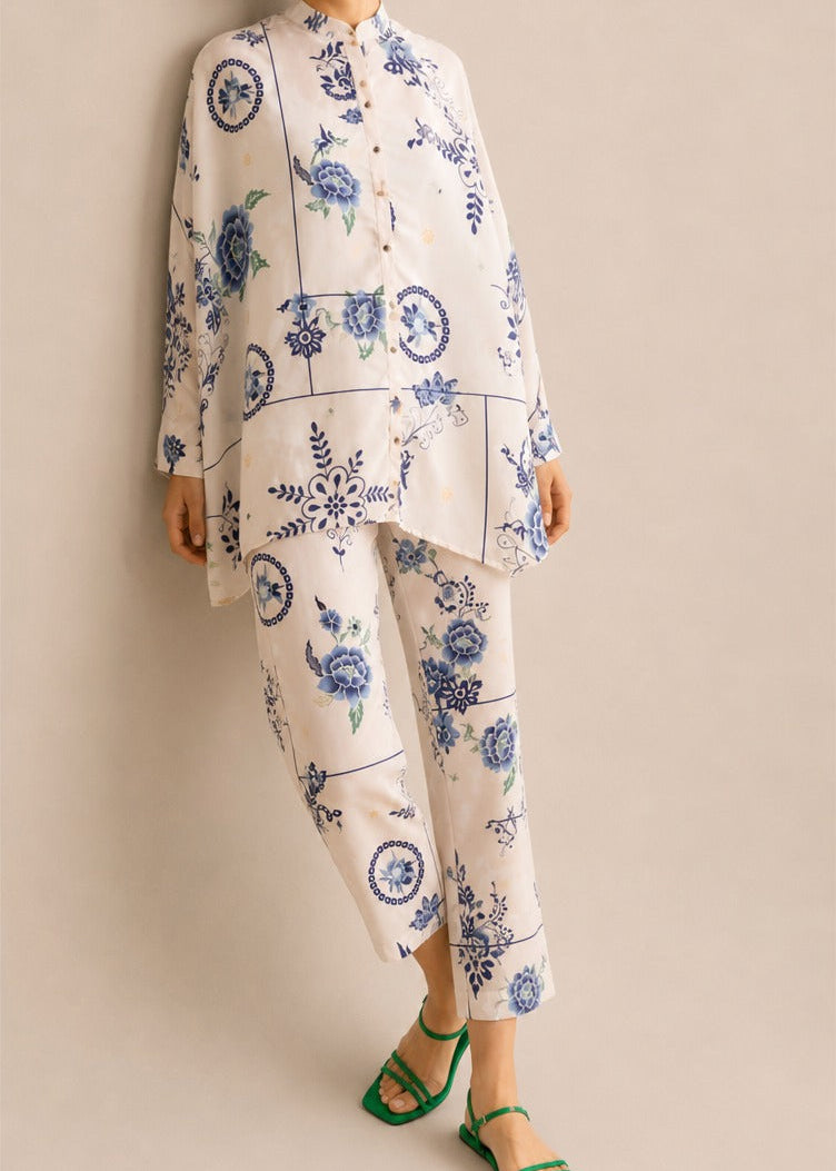 Grace W1062 - Digital Printed 2pc Silk Dress.