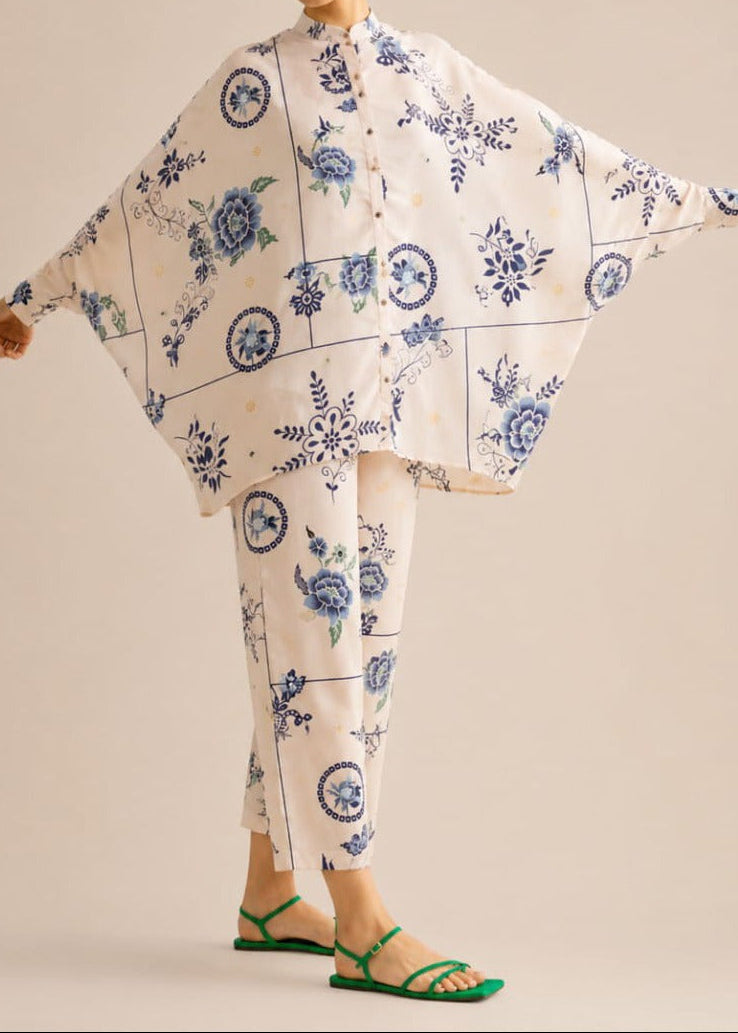Grace W1062 - Digital Printed 2pc Silk Dress.