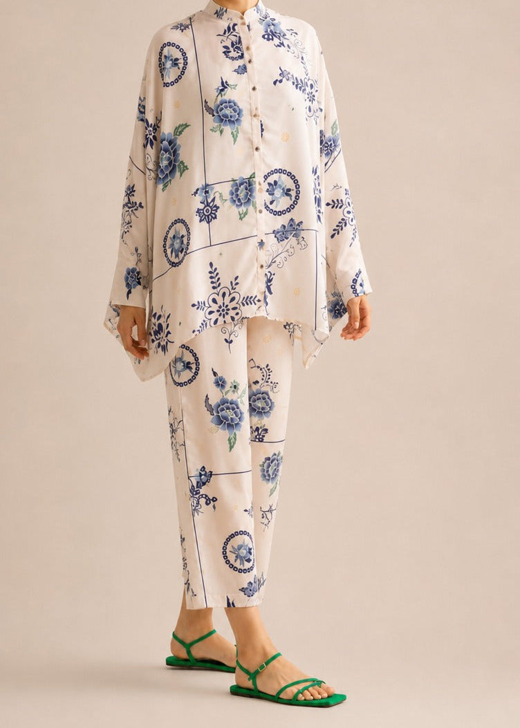 Grace W1062 - Digital Printed 2pc Silk Dress.