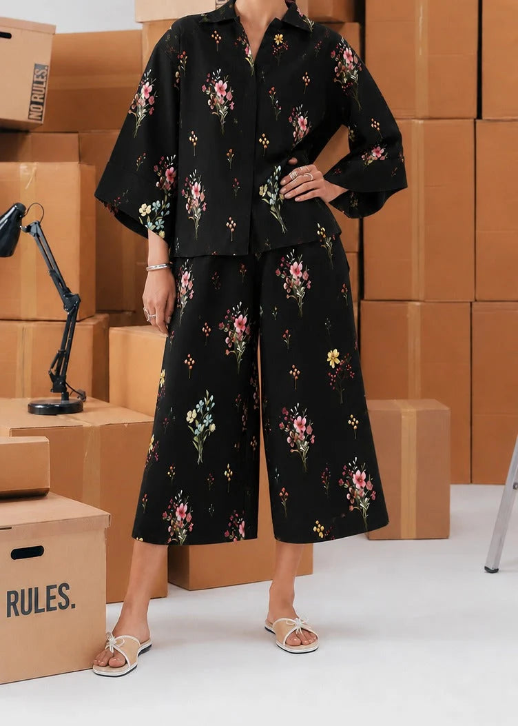 Grace Z-(W1068) - Stitched Digital Printed 2pc Silk Dress.