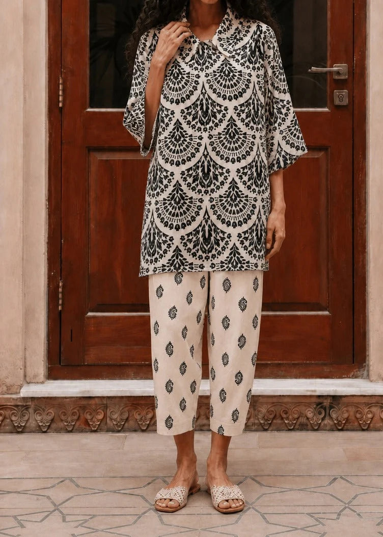 Grace Z-(W1067) - Stitched Digital Printed 2pc Silk Dress.