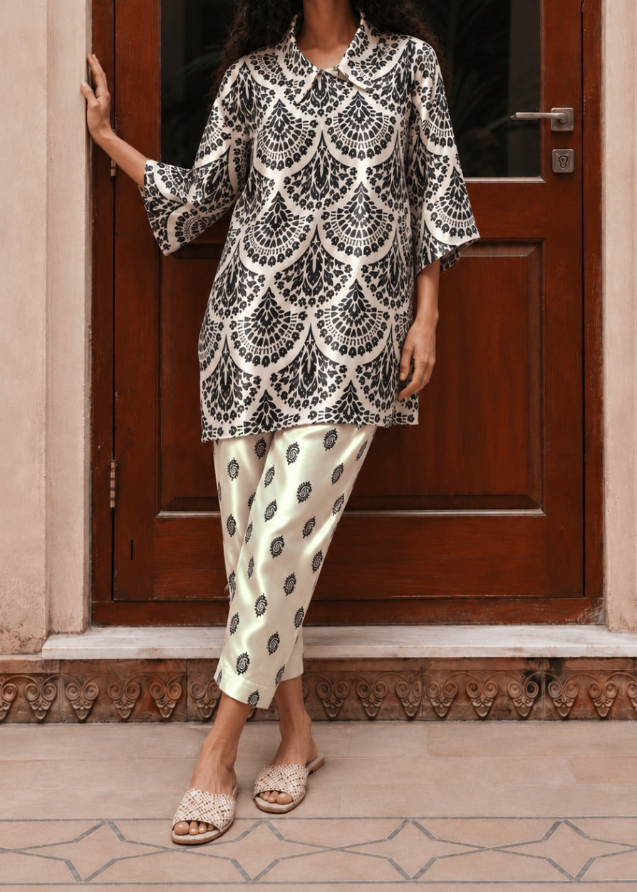Grace W1067 - Digital Printed 2pc Silk Dress.
