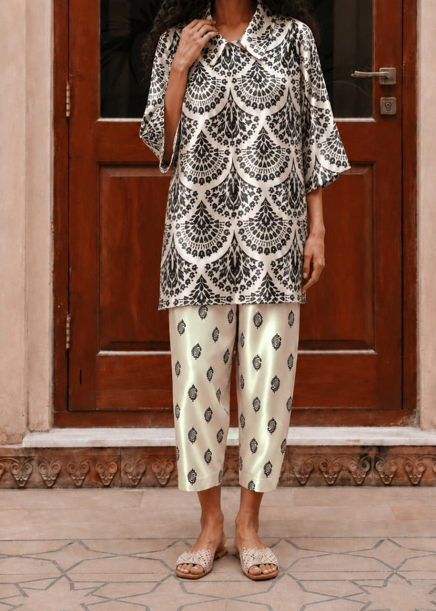 Grace W1067 - Digital Printed 2pc Silk Dress.