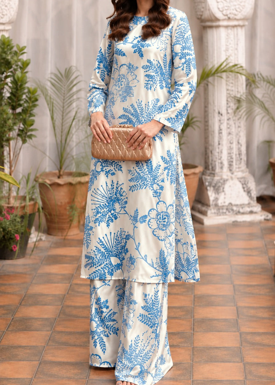 Grace W1065 - Digital Printed 2pc Silk Dress.