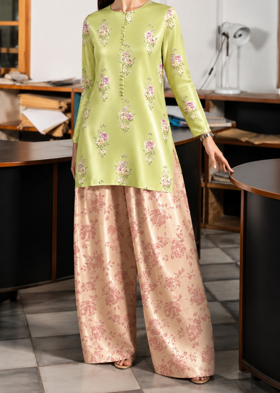 Grace W1059 - Digital Printed 2pc Silk Dress.