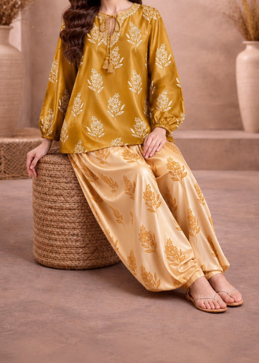 Grace W1060 - Digital Printed 2pc Silk Dress.